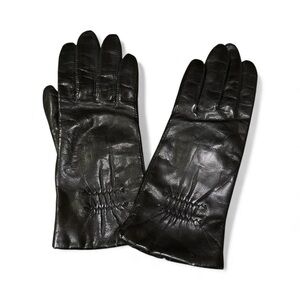 Vintage Fownes Leather Gloves Black Ladies Victorian Edgy Avant Garde Size 7